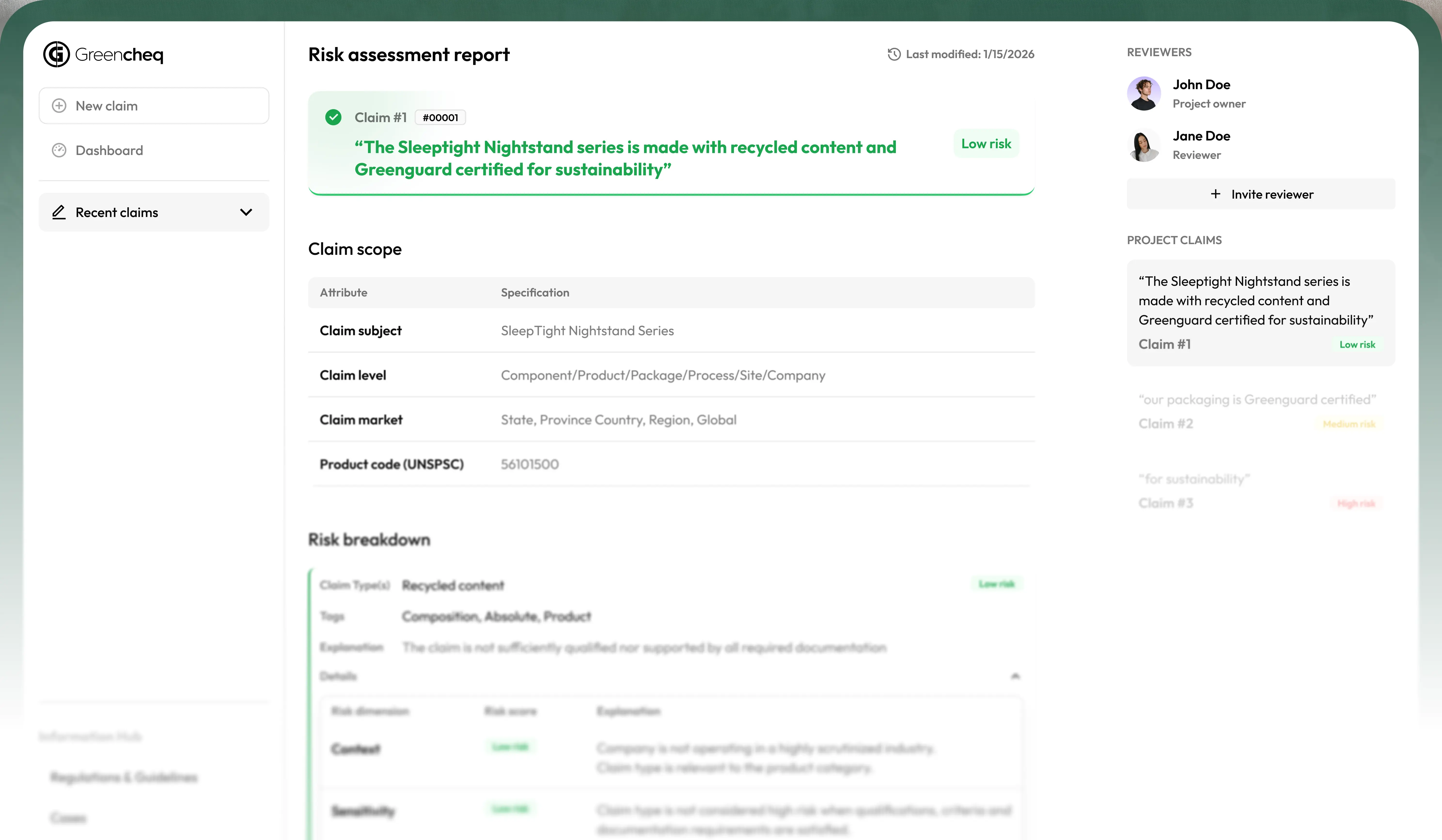 Greencheq dashboard